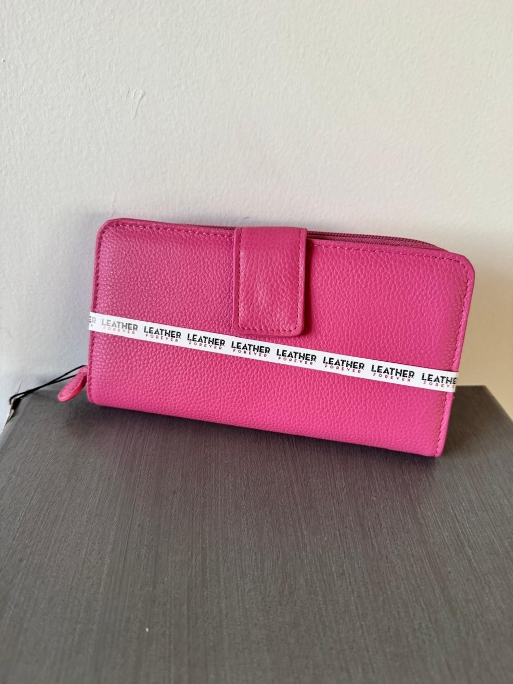 Mundi Pink Leather Zip & Snap Wallet